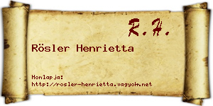 Rösler Henrietta névjegykártya
